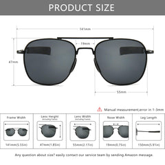 SUNGAIT Men's Military Style Polarized Pilot Aviator Sunglasses Bayonet Temples