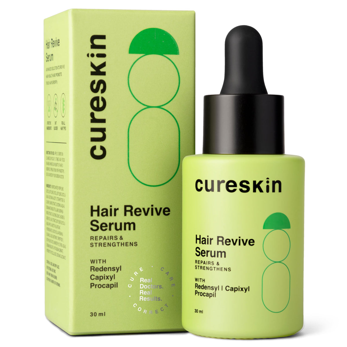 Cure Skin Hair Revive Serum for Women & Men | Restores Hair Thickness & Strength with Redensyl, Capixyl & Procapil | Hair Growth Serum for Women & Men, 30ml (Pack of 1)