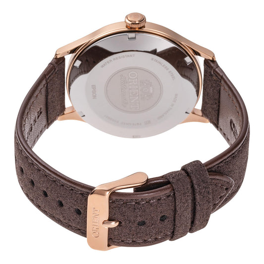 Orient 'Bambino Version 4' Japanese Automatic/Hand Winding Stainless Steel and Leather Dress Watch - Marrone