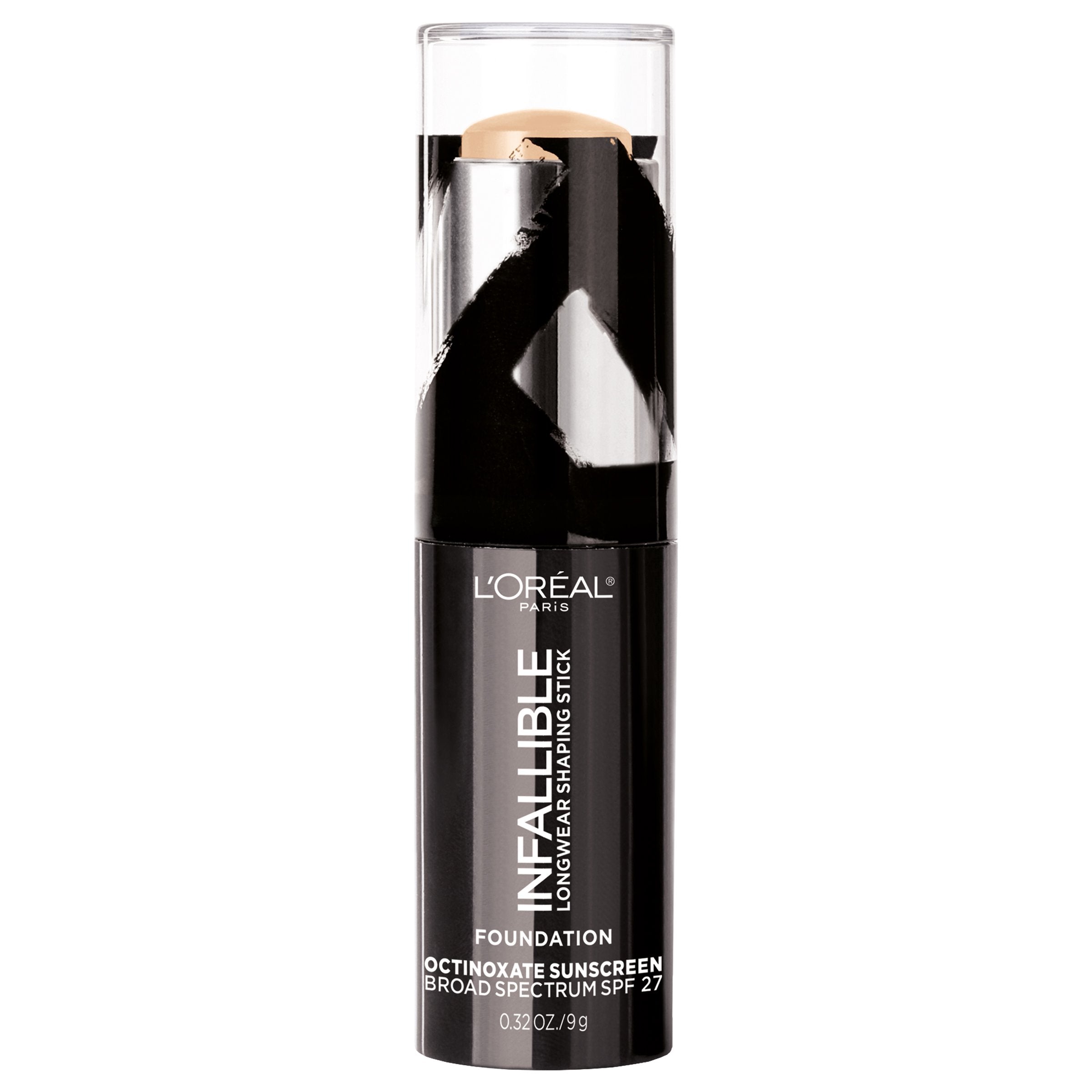 L'Oreal Paris Makeup Infallible Longwear Foundation Shaping Stick, Up to 24hr Wear, Medium to Full Coverage Cream Foundation Stick, 402 Nude Beige, 0.3 oz.