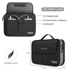 Double Layers Large Capacity Travel Electronic Accessories Organizer Bag, 2 Front Pockets Travel Gadget Carry Case, Perfect Size Fit for iPad,iPhone,Cables,Power Bank,Tablet(10.2’’)-Black
