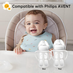 TEITEAI 4 Pack Silicone Sleeves for Philips Avent Glass Bottles 8oz, Silicone Bottle Sleeve Compatible with Avent Natural Glass Baby Bottles 8oz, Anti-Breakage Sleeves for Moms, BPA Free