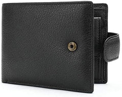 Harroo RFID Protected Men Genuine Leather Wallet Stylish Purse Card Pack Three Fold Wallet Money Clipï¼ˆBlackï¼‰Wallet for Men with Black Gift Box