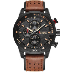 CURREN Original Brand Men's Sports Waterproof Leather Strap Wrist Watch 8250 Brown Black