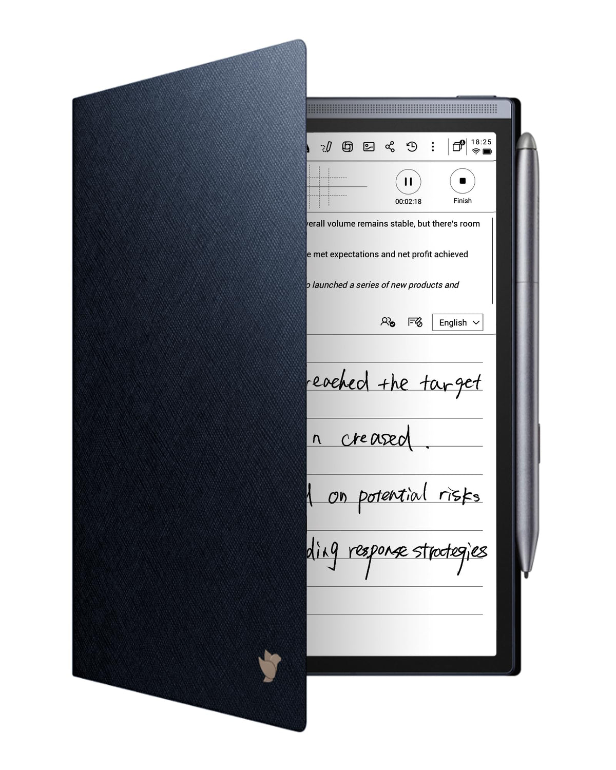 iFLYTEK Protective Folio Case for AINOTE Air2 8.2" E-Ink Note-Taking Tablet – Premium PU Leather Slim Lightweight Cover with Pen Holder, Water & Dust Resistant, Blue