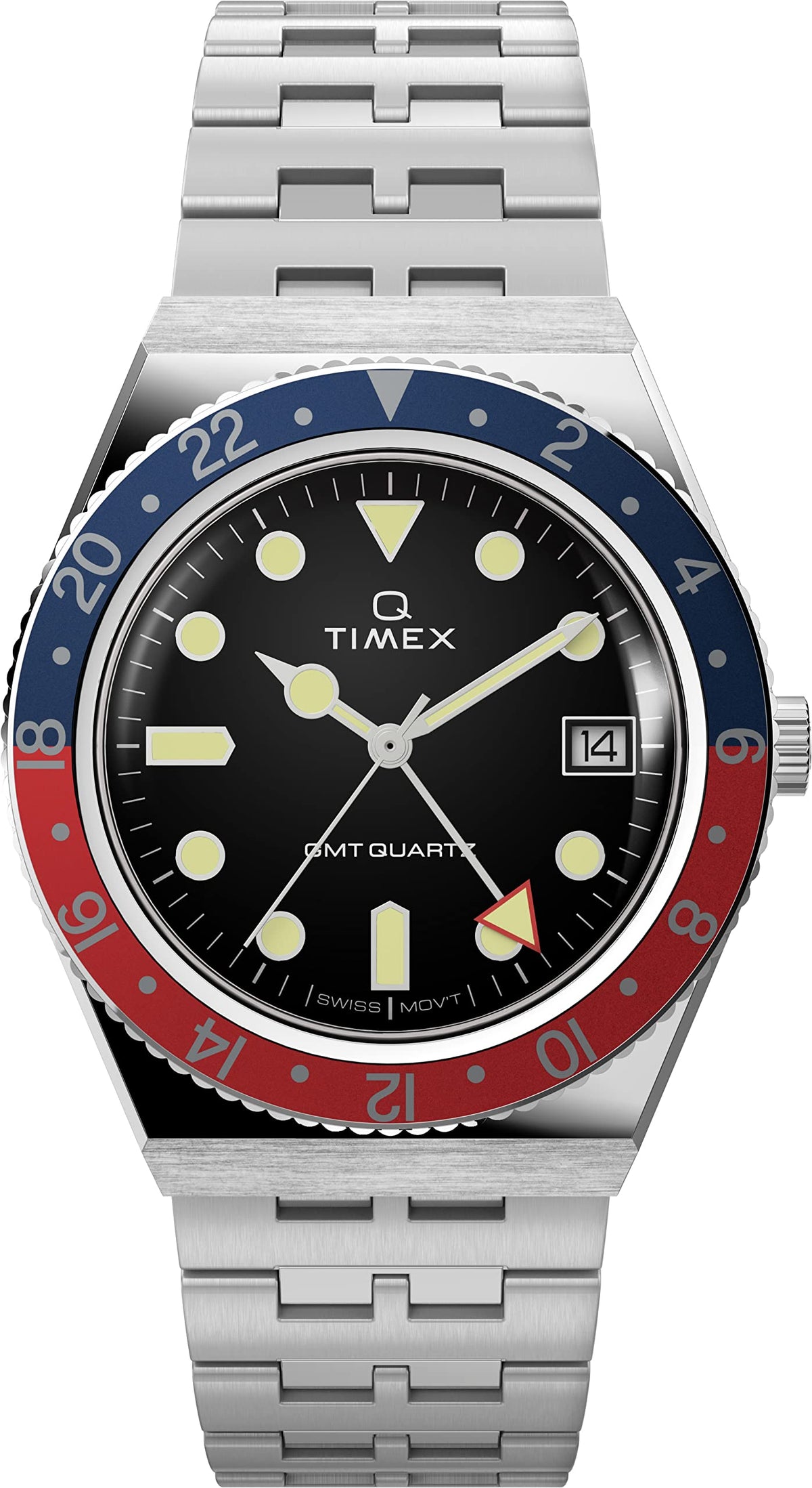 Timex Men's Q GMT 38mm Watch - Black/Silver
