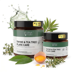 MyMagicHealer Thyme & Tea Tree Flare Care DUO 4oz & 1oz Drawing Salve for Skin Breakouts, Ingrown Hair Bumps & Stubborn Flare Ups Home & On The Go Kit Natural Ingredients