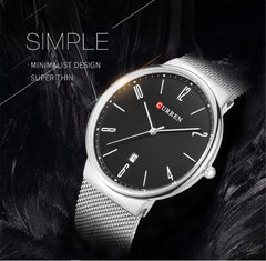 CURREN Men Watch Stainless Steel Band Quartz Watch Business Male Wristwatch 8257 - Silver