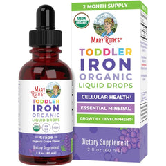 MaryRuth's Organic Toddler Liquid Iron Supplement, Sugar Free, Vegan, 2 oz | Ferrochel, Sugar Free, Vegan, Non-GMO, Gluten Free