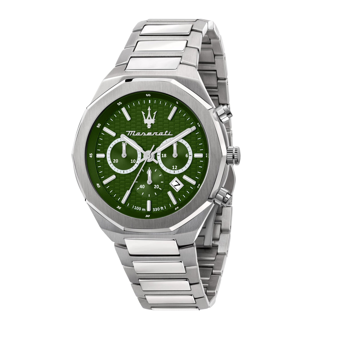 Maserati Stile 45MM CHR Green DIAL BR SS,Modern - Stainless Steel/Metallic