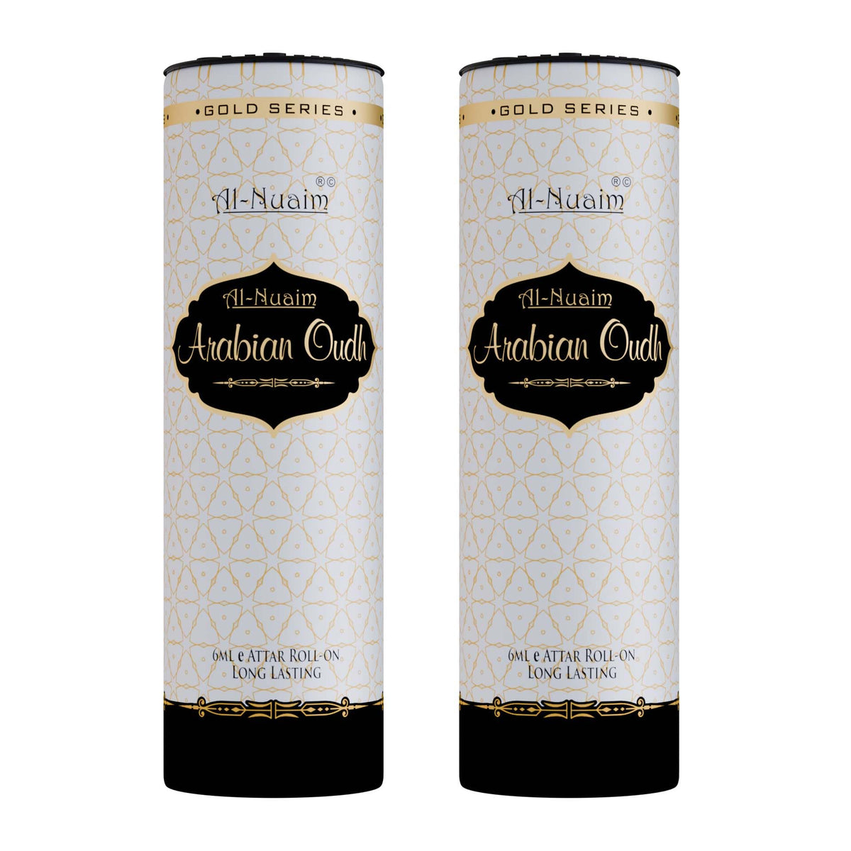 Al-Nuaim Barrel Series Arabian Oudh Attar Roll On for Men & Women - Pack of 2 (6ml Each) | Alcohol Free Fragrance