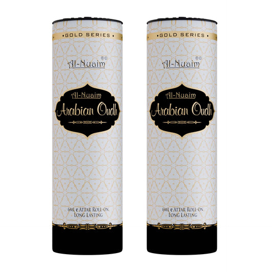 Al-Nuaim Barrel Series Arabian Oudh Attar Roll On for Men & Women - Pack of 2 (6ml Each) | Alcohol Free Fragrance