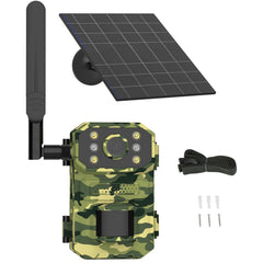 4K Wi-Fi Trail Camera 4G LTE 120° Wide Angle 14MP Motion Detection Night Vision IP66 Waterproof 4G LTE Game Hunting Camera with Solar Charging Panel for Outdoor