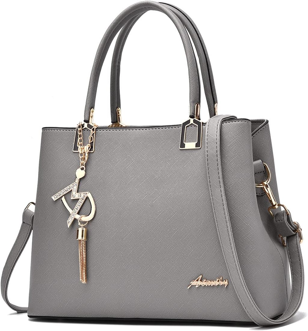 Womens Purses and Handbags Shoulder Bags Ladies Designer Top Handle Satchel Tote Bag - Gray