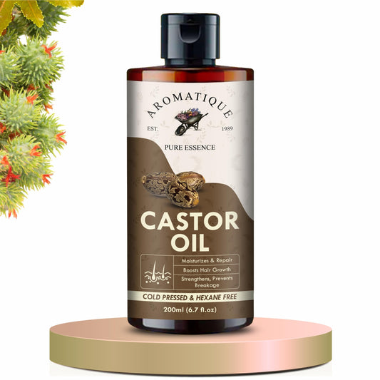 Aromatique Cold Pressed Castor Oil For Skin, Hair And Eyelashes, Skincare Moisturizer (200 Ml) Brown