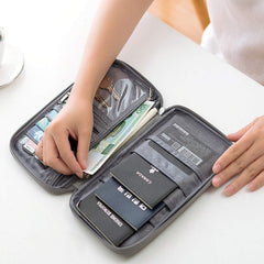 Multifunction Convenient and Practical Travel Wallet RFID Blocking Document Organizer Bag, Family Passport Holder, Grey, SSZ159