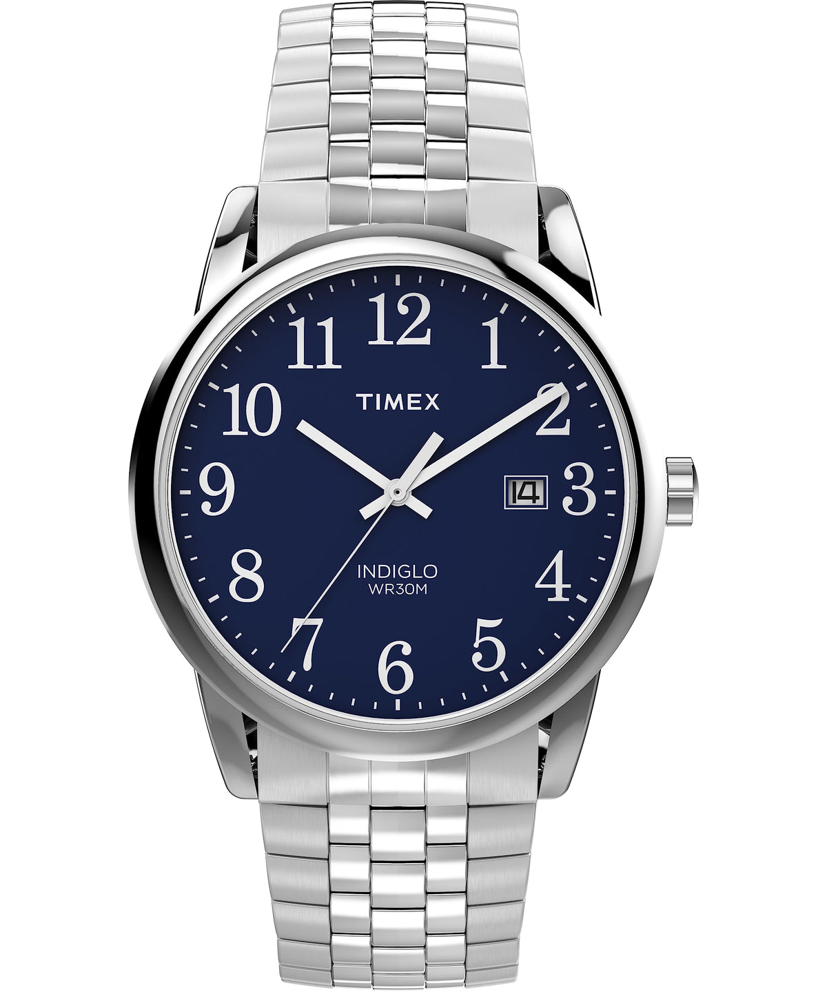 Timex Men's Easy Reader Watch - Silver-Tone/Silver-Tone/Blue