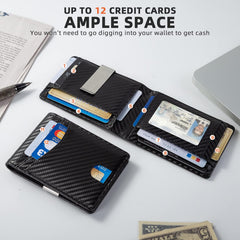 Anheyu Wallet for Men,Mens Minimalist Wallet 1-12 Cards Big Cash Slot,Pop Up Case, Credit Card Slot - Slim Aluminum Wallet with RFID Blocking, Leather Wallet Front Pocket with ID Window