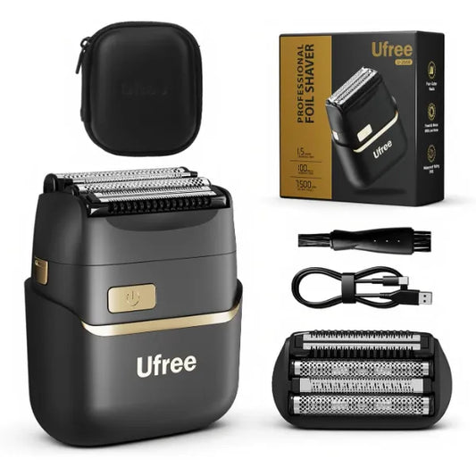 Ufree Foil Shavers for Men, Upgraded Electric Razor, Rechargeable Mens Shaver with 4 Floating Blades, LED Display USB-C Travel Razor Wet Dry Cordless Face Grooming Kit