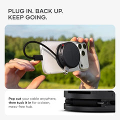 Satechi OntheGo 7-in-1 USB-C Hub, Compact Magnetic Multiport Adapter, 100W PD, HDMI 4K/60Hz, Gigabit Ethernet, 2×USB-A 5Gbps, SD/microSD Reader, Coiled Cable, for Mac & Windows – Space Black