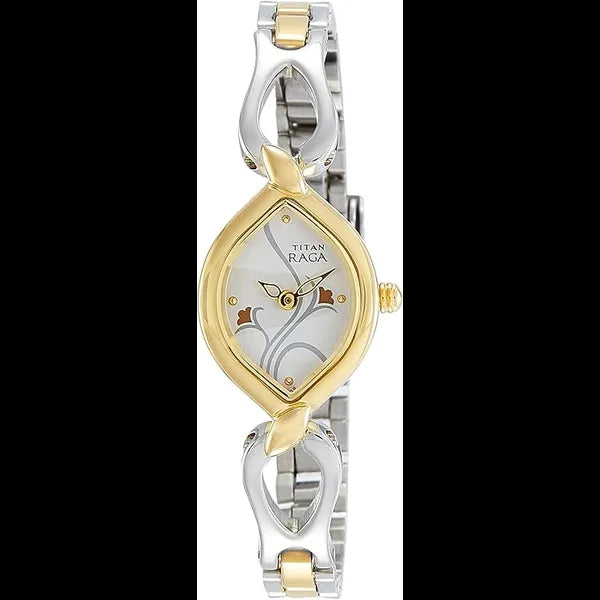 Titan Metal Analog White Dial Women Watch -Nm2455Bm01 / Nl2455Bm01/Np2455Bm01, Bandcolor-Silver