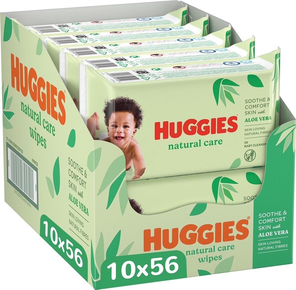 Huggies Natural Baby Wipes, Aloe Vera Wipes, 10 Pack x 56 Wipes (560 Wipes)