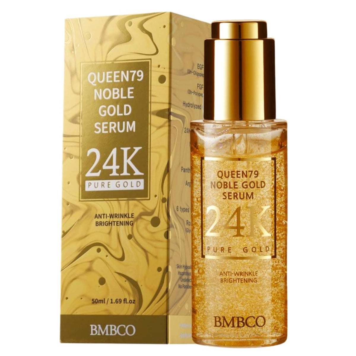 BMBCO 24K Gold Collagen Serum – Anti-Wrinkle & Skin Tightening, Deep Hydration & Brightening, EGF & Peptides Face Serum for Youthful Glow, 2.69 Fl Oz
