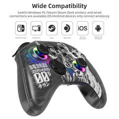 Mytrix Wireless Pro Controllers with Hall Effect Joysticks (No Drift),for Switch PC iOS Android Steam Deck, Bluetooth Controller with Programmable, Wake-Up, Headphone Jack, RGB LED Light