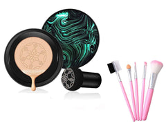 RezMay Full Coverage Weightless Matte Perfecting Liquid Foundation Makeup Kit Combo with (5 Piece Brush Set)