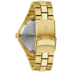 Bulova Men's Classic Stainless Steel 3-Hand Date Quartz Watch with Diamonds and Day Date, 44mm - Gold