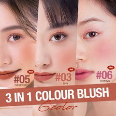 HONPOLO Blush Cream Repair Capacity Brighten Complexion Natural Nude Makeup Blush Stick Nude Makeup, Contouring and Highlighting, Improves Complexion, Waterproof Mousse Texture Long-Lasting (#5)