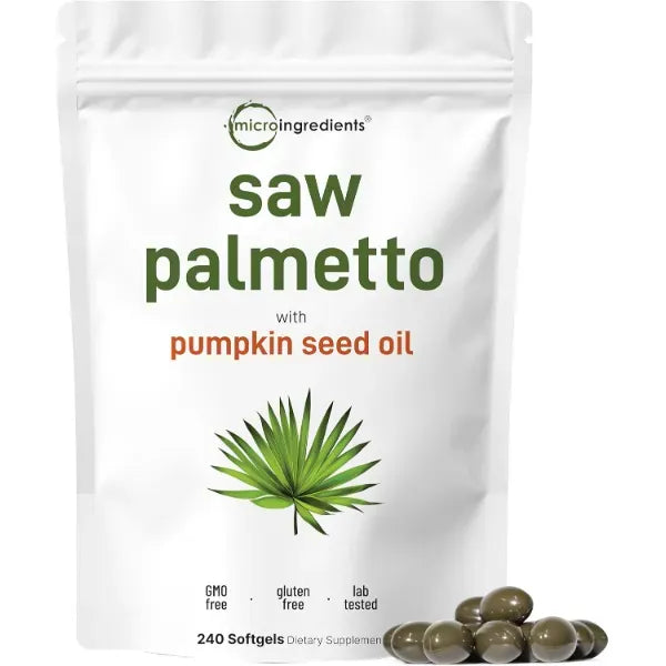 Micro Ingredients Saw Palmetto with Pumpkin Seed Oil for Men, 240 Softgels| Cold-Pressed Extract | Virgin Oil Formula | Rich in Essential Fatty Acids & Phytosterols | Non-GMO, Gluten & Soy Free