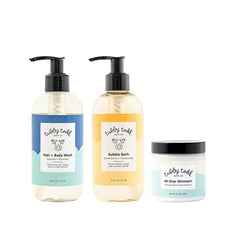 TUBBY TODD Essentials Baby Bath Gift Set 8.5oz Hair+Body Wash, 8.5oz Bubble Bath & 3.5oz All Over Ointment