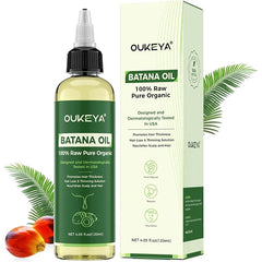 OUKEYA Batana Oil for Hair Growth: Dr Sebi Organic Raw Batana Oil from Honduras - 100% Pure & Natural Cold Pressed - For Thicker Stronger Hair - 4.05 OZ, Reduce Split Ends and Hair Loss in Men Women