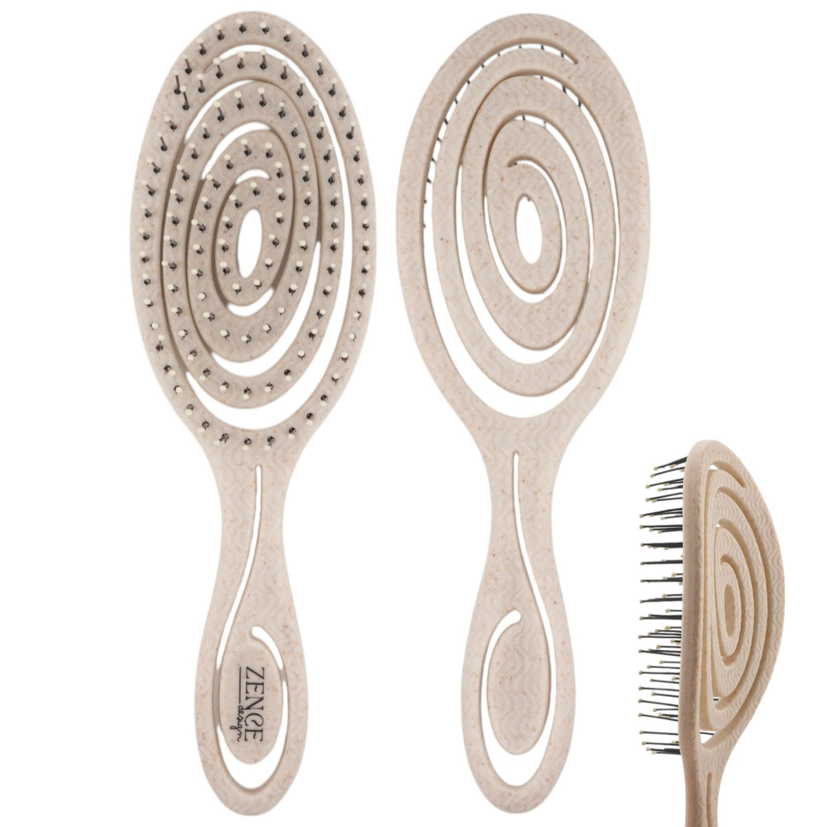 Eco-Friendly Detangling Hair Brush for Women, Children, Men - Gentle on Hair and Scalp - Ideal for Straight, Curly & Wet Hair (Beige)