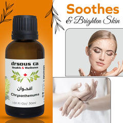 Drsous Ca Organic Chrysanthemum Essential Oil 30ml | 100% Pure Cold Pressed Chrysanthemum Therapeutic Grade Oil for Skin care, Hair care and Cough Relief | Made in Palestine
