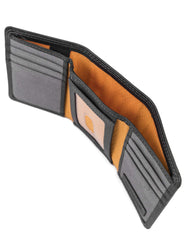 Timberland PRO mens Leather RFID Trifold Wallet With ID Window Wallet - Black/Brandy
