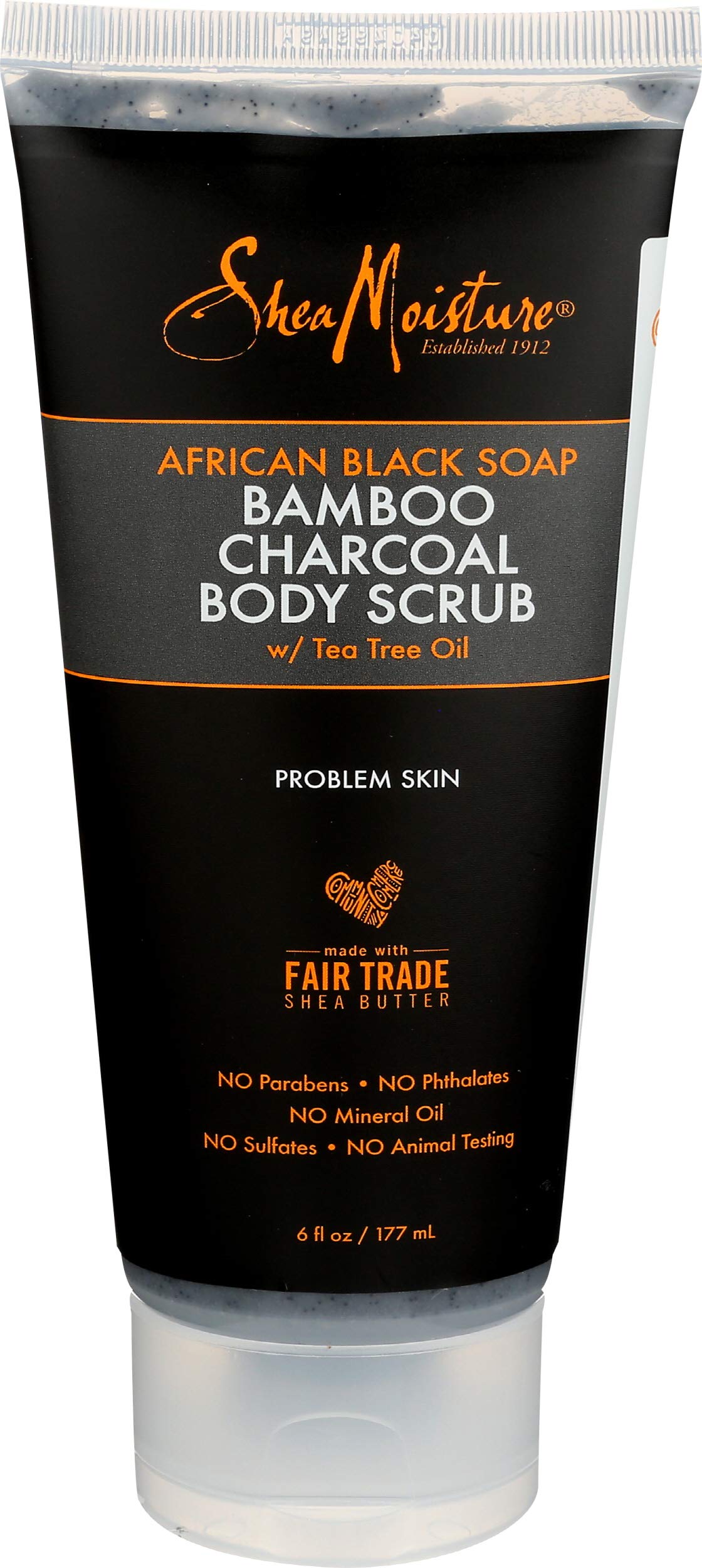 Shea Moisture African Black Soap Charcoal Body Scrub for Unisex, 6 oz