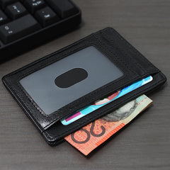 T Tersely Credit Card Holder for Men,Card Wallet, Slim Minimalist Wallet,RFID Card Holder Blocking Front Pocket Secure Thin Credit Card Wallet, Holds up to 7 Cards, Ideal for Travel (Waxes Black)