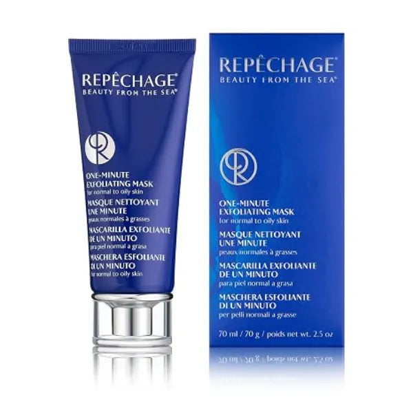 Repechage One Minute Exfoliating Face Mask Gentle Facial Exfoliant for Normal to Oily Skin with Lactic Acid & Rice Bran Wax Helps Clear Pores, Refines Skin Texture & Excess Oil, 2.5 oz"