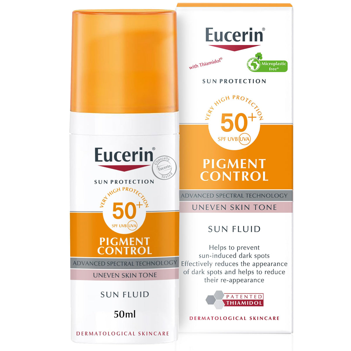 Eucerin Face Sunscreen Even Perfector Pigment Control Sun Fluid with Thiamidol, High UVA/UVB Protection, SPF50+, Reduces Spots for Uneven Skin Tone, 50ml’