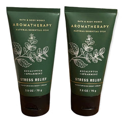 Bath & Body Works 2 Piece Pack Aromatherapy Eucalyptus Spearmint Stress Relief Travel Size ( 2.5 oz / 57 g Each) Body Cream