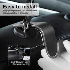 LivTee SHOWAY Car Seat Headrest Hooks, Car Hook Hangers Storage Organizer Interior Accessories for Purse Coats Umbrellas Grocery Bags Handbag, 4-Pack