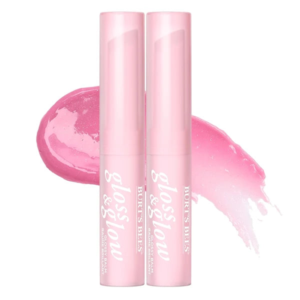 Burt's Bees Gloss and Glow Glossy Balm, 100% Natural Origin, Winning in Pink, 1 Tube, Pack of 2