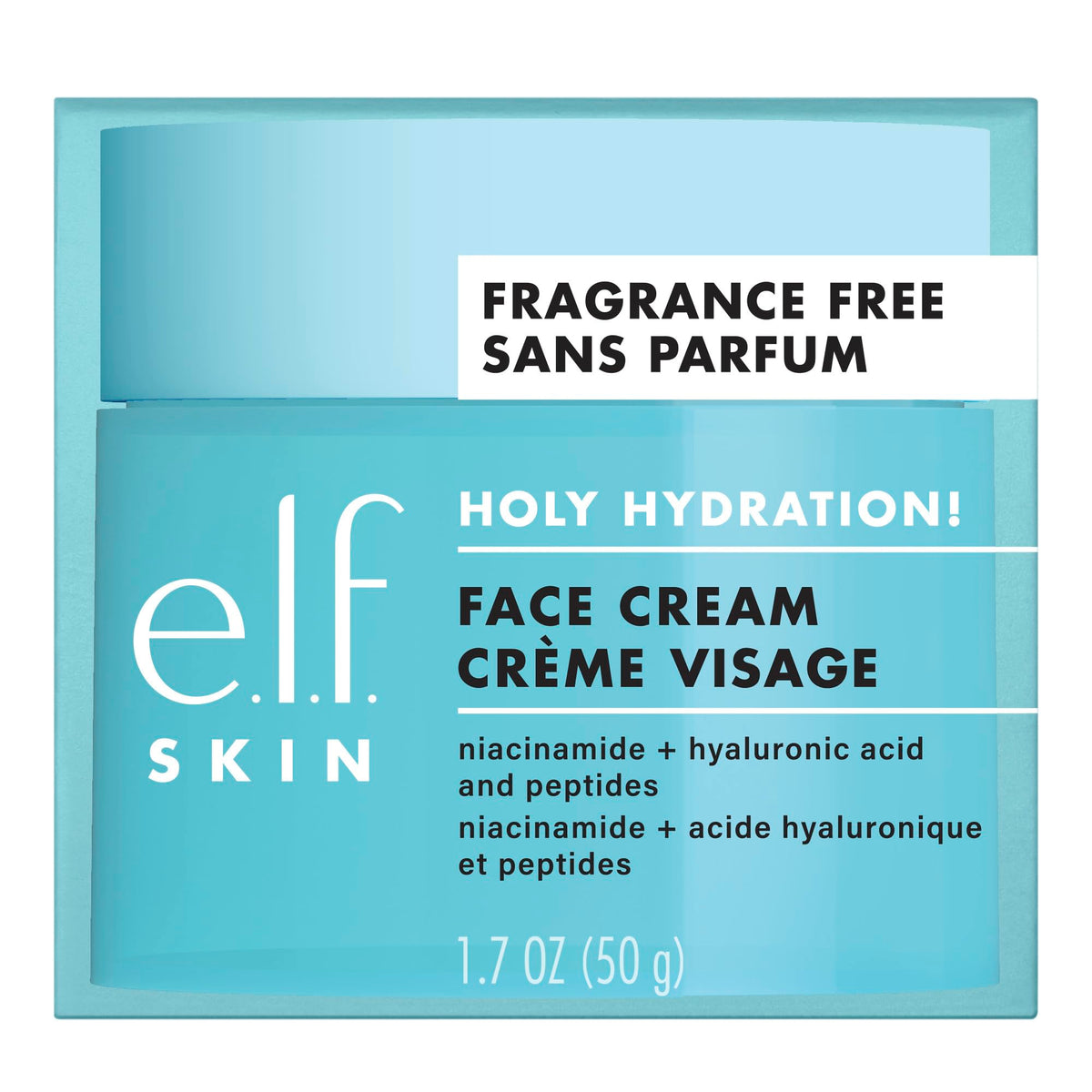 e.l.f. Holy Hydration! Face Cream, Smooth, Non-Greasy, Lightweight, Nourishing, Moisturizes, Softens, Absorbs Quickly, Suitable For All Skin Types 50g