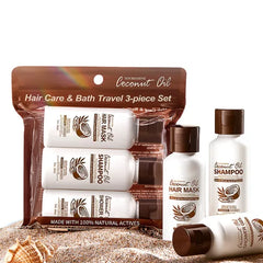 Grospe Coconut Oil Bath Set (Shampoo + Conditioner + Body Wash) - 3-Piece Hydrating Collection for Dry Skin & Hair, Sulfate-Free & Paraben-Free, Nourishing Formula with Natural Coconut Scent (1.7oz Each)