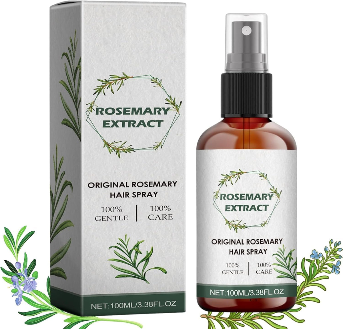 NALACAL Rosemary Hair Spray for Growth, Organic Rosemary Oil and Castor Seed Oil Blend, 100ml, Soothes Scalp, Smooths and Softens Hair, Prevents Hair Loss