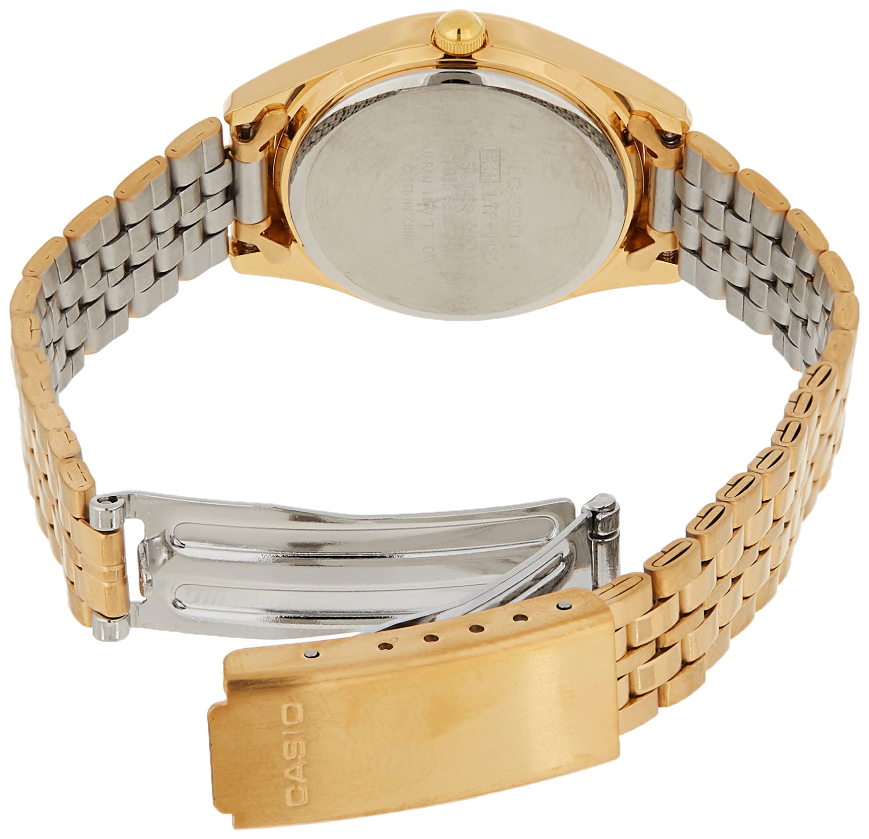 Casio Womens Quartz Watch, Analog Display and Leather Strap Gold/White