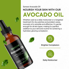 SANOOR California Gold Avocado Oil | 100% Pure (2.02oz)| Infused with Nutrients Pure Hair Butter | Cold-pressed | FDA APPROVED | 60ml