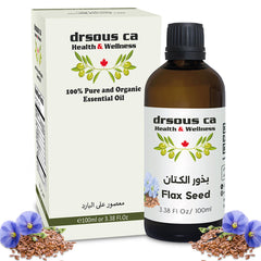 Drsous Ca Organic Flaxseed Oil 100ml | 100% Cold Pressed Carrier Oil for Skin care, Hair care, DIY Bath, Massage for Bone and Joint Support | Made in Palestine